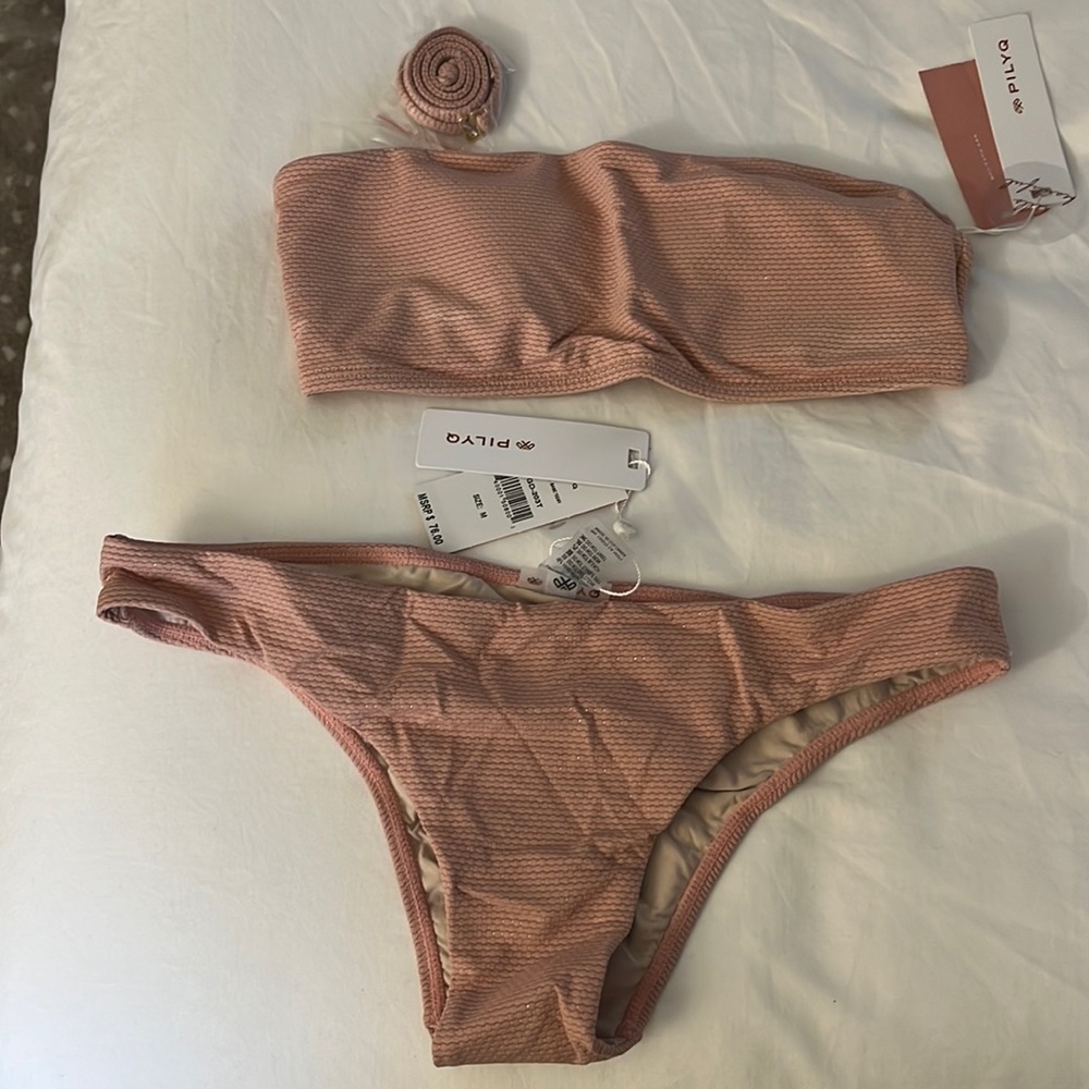 NWT Pilyq Rosegold Cheeky bikini bottom